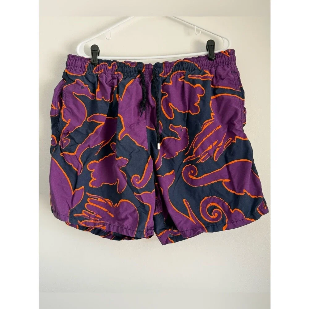 Vilebrequin Black with Stylized Dolphins Jellyfish Turtles Purple Orange XXXL
